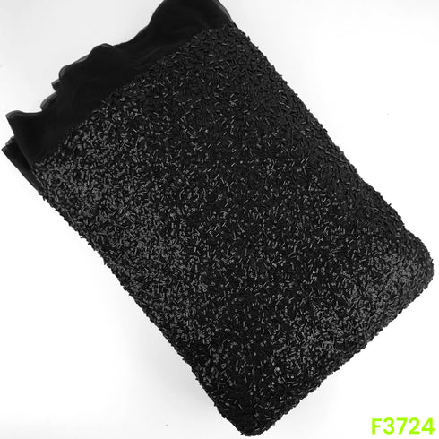 Cut Dana Thread Sequins Embroidered Net Fabric-F3724